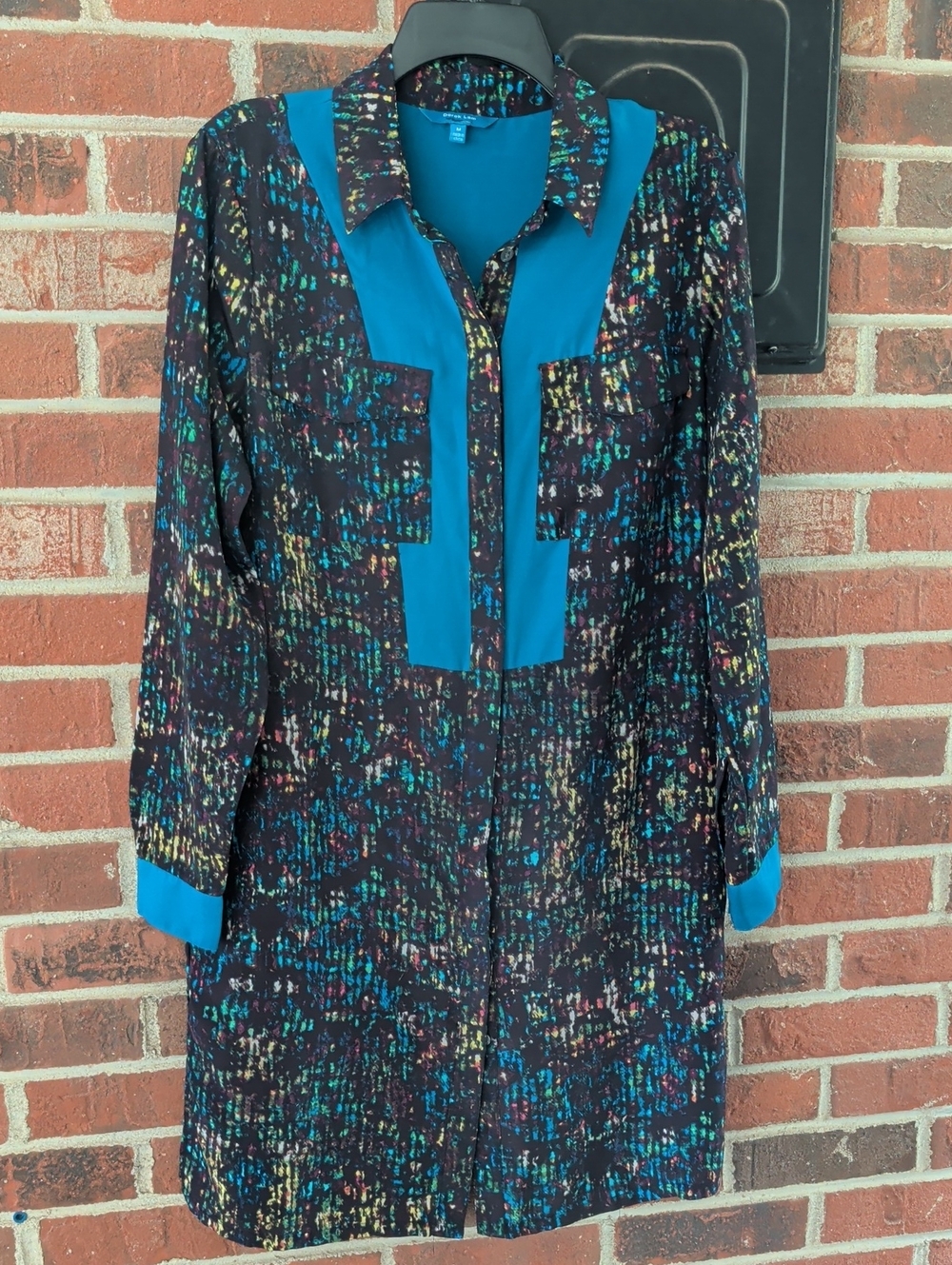 Derek Lam  Long Sleeve Nightshade Multi Printed Long Sleeve Shirt Dress Size M